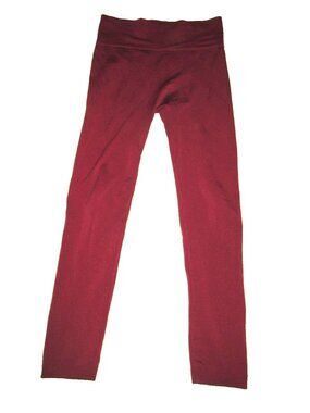 High Waisted Fleece Lined Leggings, One Size (S/M), Burgundy Red